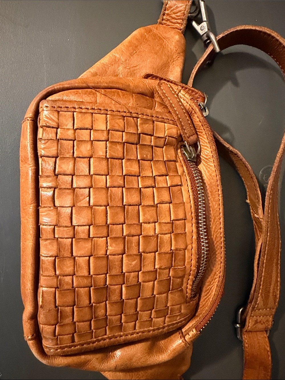 Woven Leather Belt Bag in Tan - Picture 11 of 16